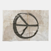 Peace Symbol Hippie Love 1960s Sign Mud Soiled Kit Theedoek (Horizontaal)