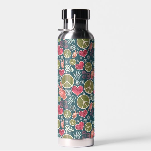 Peace Symbol Hipster Pacifism Sign Waterfles (Rechts)