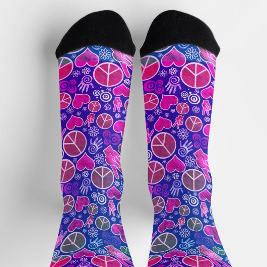 Peace Symbol Hipster Pacifism Signs Socks Sokken (Top)