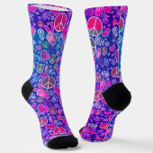 Peace Symbol Hipster Pacifism Signs Socks Sokken (Gebogen)