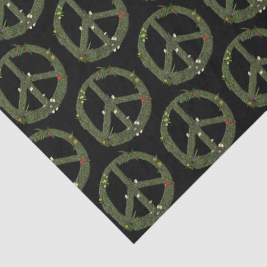 PEACE Symbol of Real Grass Flowers Hippie 60s Sign Tissuepapier (Detail)