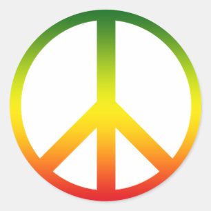 Peace Symbol Rasta Ronde Sticker