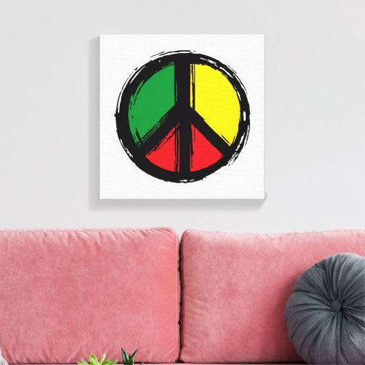 Peace Symbol with reaggae colors Canvas Afdruk (Insitu (Woonkamer))