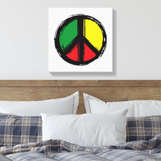 Peace Symbol with reaggae colors Canvas Afdruk (Insitu (Slaapkamer))