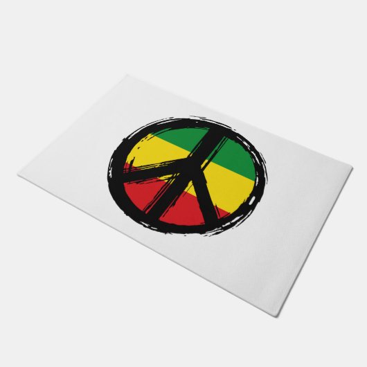 Peace Symbol with reaggae style Deurmat (Schuin)