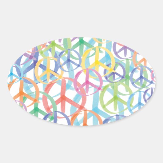 Peace Symbols Art Ovale Sticker (Voorkant)