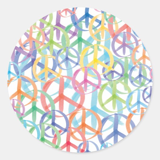 Peace Symbols Art Ronde Sticker (Voorkant)
