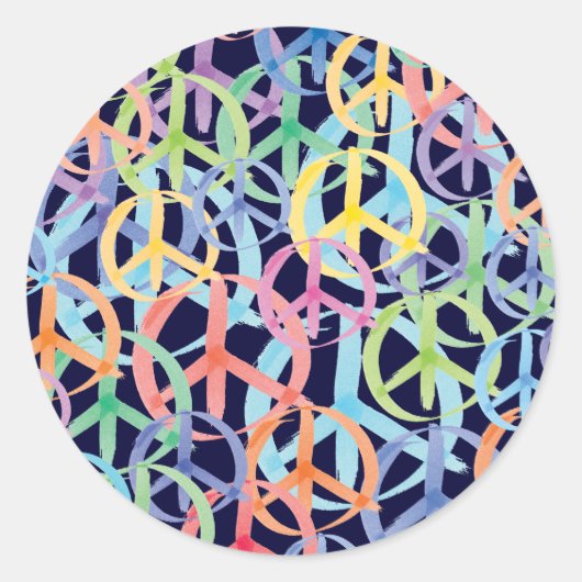 Peace Symbols Art Ronde Sticker (Voorkant)