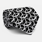 PEACE-symbool - 60s Hippie Elegant White Black Stropdas (Opgerold)