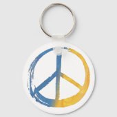 PEACE Symbool Blauw Geel Stand met Oekraïne Sleutelhanger (Voorkant)