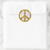 PEACE-symbool - GOLD | gekleurd licht Ronde Sticker (Tas)