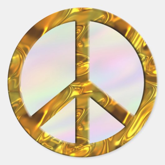 PEACE-symbool - GOLD | gekleurd licht Ronde Sticker (Voorkant)