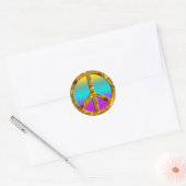 PEACE-symbool - GOLD | gekleurde lijnen Ronde Sticker (Envelop)