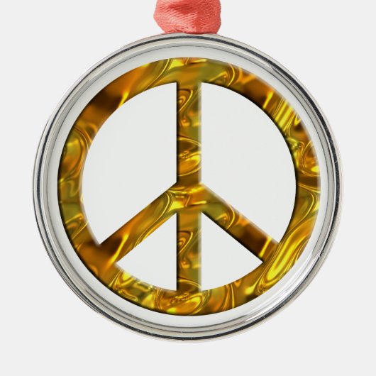 PEACE-symbool - GOLD Metalen Ornament (Voorkant)