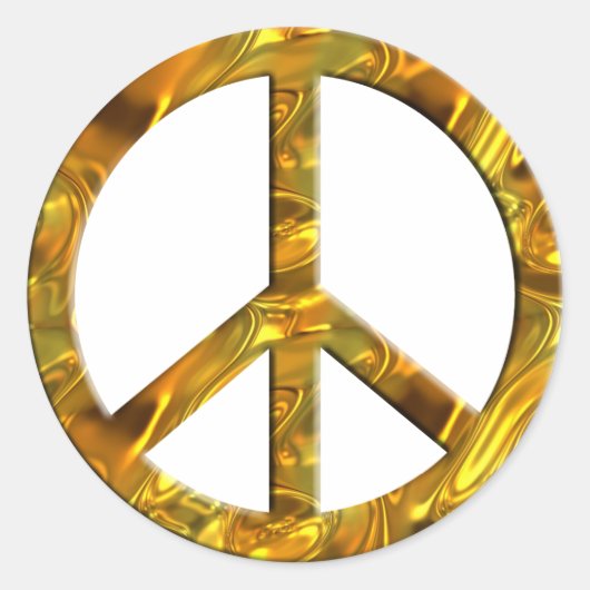 PEACE-symbool - GOLD Ronde Sticker (Voorkant)