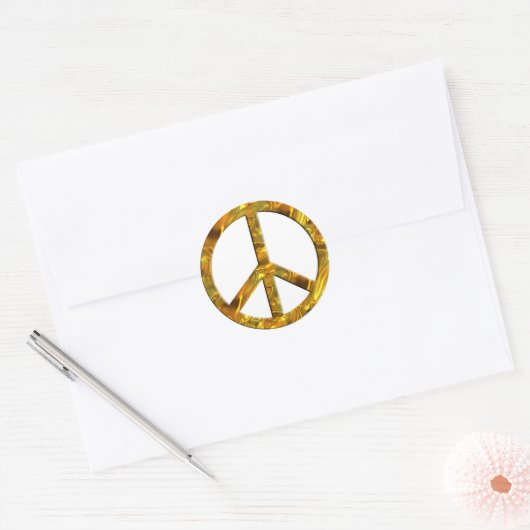 PEACE-symbool - GOLD Ronde Sticker (Envelop)