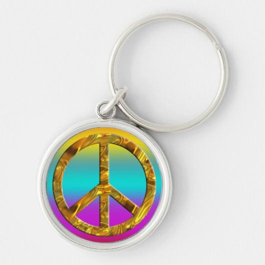 PEACE-symbool - GOLD Sleutelhanger (Voorkant)