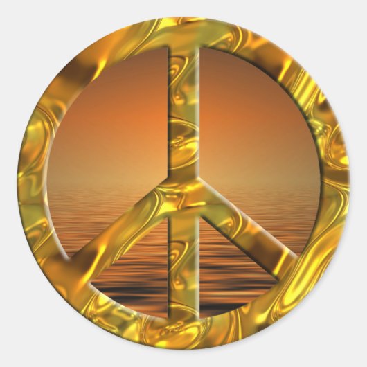 PEACE-symbool - GOLD | zonsondergang Ronde Sticker (Voorkant)