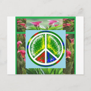PEACE SYMBOOL :  Groene artistieke vloeren Briefkaart