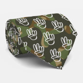 PEACE Symbool Hand V Sign Hippie Green Camouflage Stropdas (Opgerold)