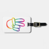 PEACE-symbool Hippie Stropdas-Dye 60s Love V Hand Bagagelabel (Voorkant horizontaal)