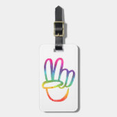 PEACE-symbool Hippie Stropdas-Dye 60s Love V Hand Bagagelabel (Voorkant verticaal)