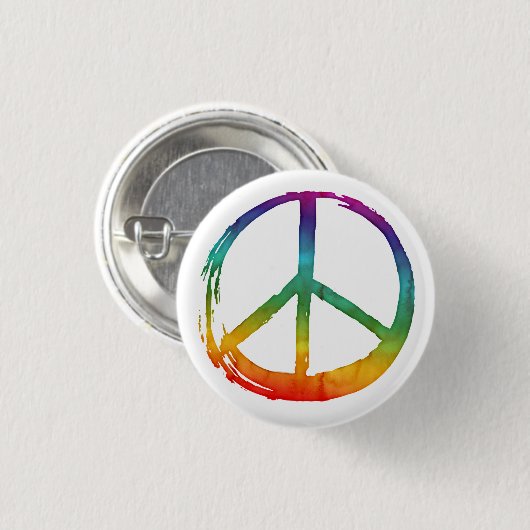 PEACE-symbool - kleurrijk Hippie-Stropdas-kleursto Ronde Button 3,2 Cm (Voorkant /achterkant)