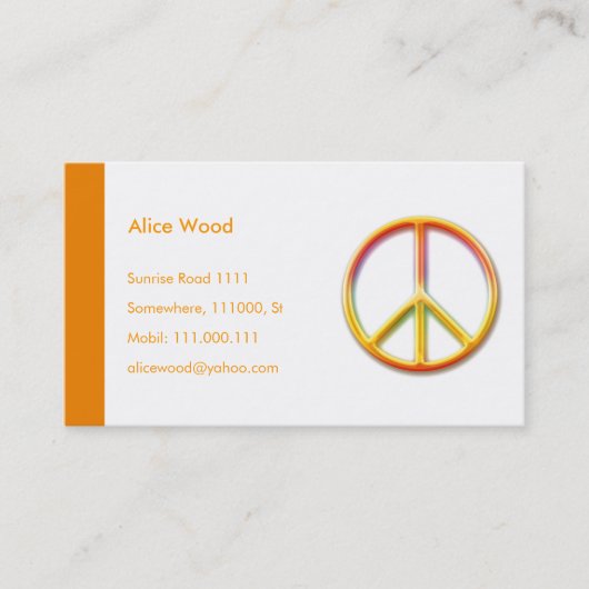 PEACE-symbool | Persoonlijk Visitekaartje (Voorkant)