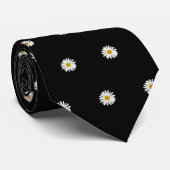 PEACE Symbool Sign Daisy Flower Statement Zwart Stropdas (Opgerold)