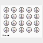 PEACE-symbool - SILVER | gekleurd licht Ronde Sticker (Vel)