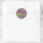 PEACE-symbool - SILVER | gekleurde golven Ronde Sticker (Tas)