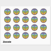 PEACE-symbool - SILVER | gekleurde kinderen Ronde Sticker (Vel)
