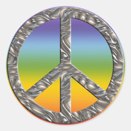 PEACE-symbool - SILVER | gekleurde kinderen Ronde Sticker (Voorkant)