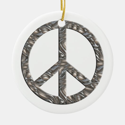 PEACE-symbool - SILVER & GOLD Keramisch Ornament (Voorkant)