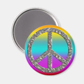 PEACE-symbool - SILVER Magneet (Voorkant / Achterkant)