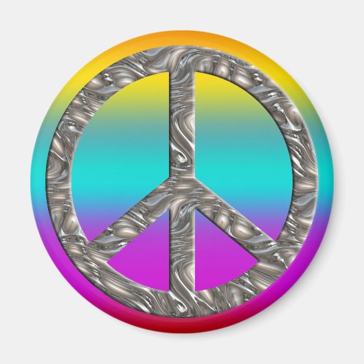 PEACE-symbool - SILVER Magneet (Voorkant)