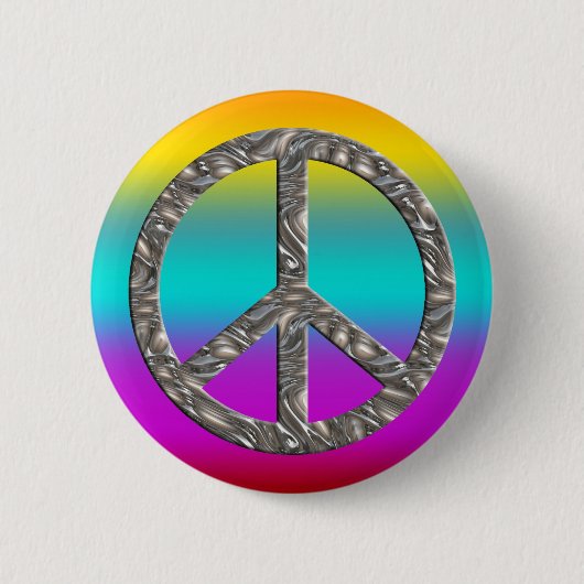 PEACE-symbool - SILVER Ronde Button 5,7 Cm (Voorkant)
