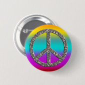 PEACE-symbool - SILVER Ronde Button 5,7 Cm (Voorkant /achterkant)