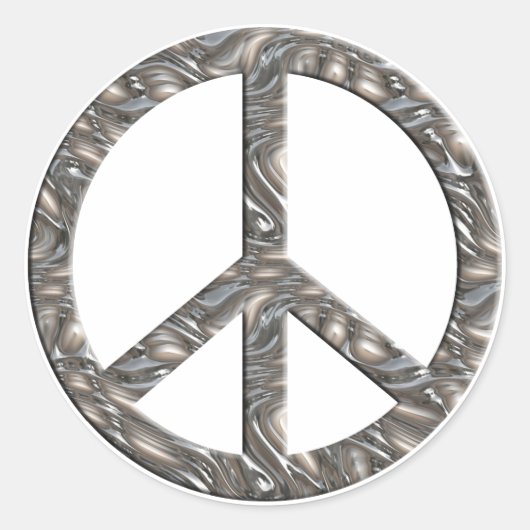PEACE-symbool - SILVER Ronde Sticker (Voorkant)