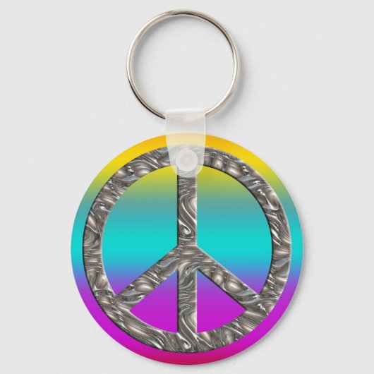 PEACE-symbool - SILVER Sleutelhanger (Voorkant)