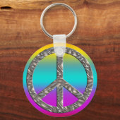 PEACE-symbool - SILVER Sleutelhanger (Voorkant)