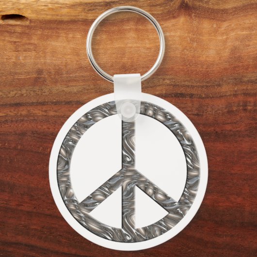 PEACE-symbool - SILVER Sleutelhanger (Voorkant)