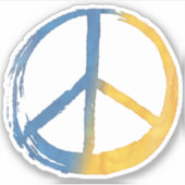 PEACE Symbool Teken Blauw Geel Oekraïne anti-oorlo Sticker (Voorkant)