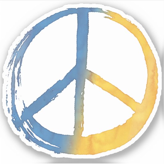 PEACE Symbool Teken Blauw Geel Oekraïne anti-oorlo Sticker (Voorkant)