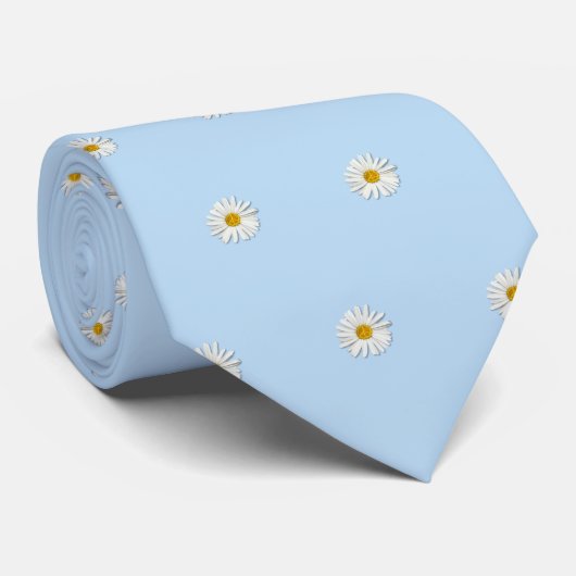 PEACE Symbool Teken Daisy Flower Statement Blauw Stropdas (Opgerold)