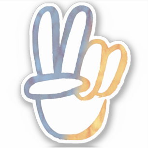 PEACE Symbool V-Sign Freedom Anti-war blauw geel Sticker