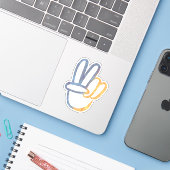 PEACE Symbool V-Sign Freedom Anti-war blauw geel Sticker (Laptop met iPhone)