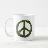 PEACE-symbool van Real Grass Flowers Hippie 60s Si Koffiemok (Links)