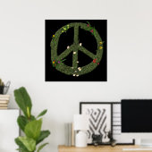 PEACE-symbool van Real Grass Flowers Hippie 60s Si Poster (Thuiskantoor)