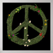 PEACE-symbool van Real Grass Flowers Hippie 60s Si Poster (Voorkant)